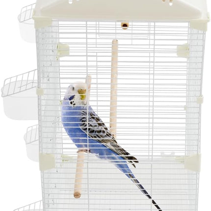Two-Tier Bird Cage, 30 Inch Pigeons Parrot Birdcage with Safe Rotary Door Lock, White Parakeet Cage for Small to Medium Birds, Easy Access Double Doors. (D)