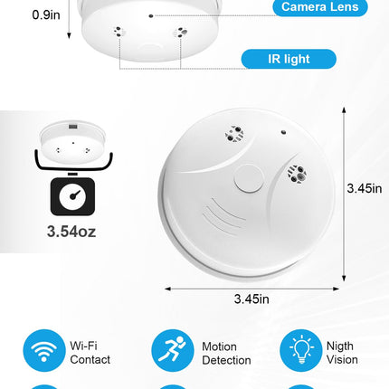 WiFi HD 1080P Hidden Camera Smoke Detector Wireless Small Spy Nanny Cam for Home Surveillance Security Cameras