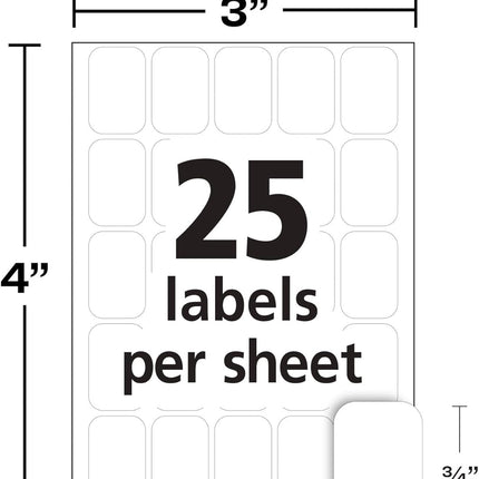 Avery Multi-Use Removable Labels, 1/2" x 3/4", White, Non-Printable, 525 Blank Labels Total (6737)