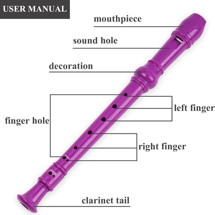 Recorder Instrument for Beginner Adults,8-Hole Soprano Descant Recorder Music Flute with with Cleaning Rod & Leather Case For Home Entertainment(2-Purple Blue Splash-ink）