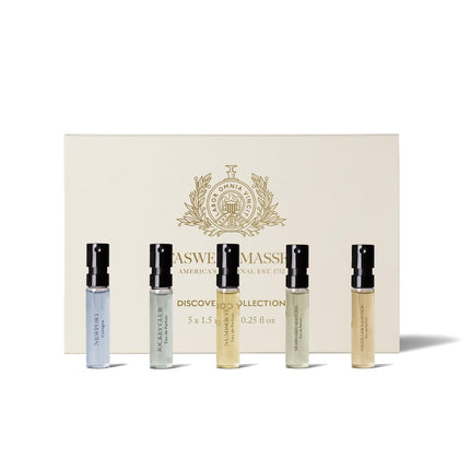 Caswell-Massey Fragrance Discovery Collection for Men – 5-Piece Sample Set – Number Six, Jockey Club, Newport, Distiller’s Lounge & Seaboard Matcha