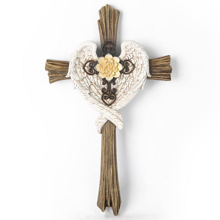Home Decor Rustic Angel Wings Crosses Wall Décor 12" H Wall Cross