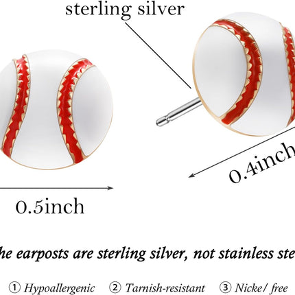SmileBelle Baseball Earrings for Women, Sterling Silver Baseball Studs Matching Softball Mom Outfits Hypoallergenic Sports Earrings for Teen Fans Accessories as Birthday Game Day Gifts