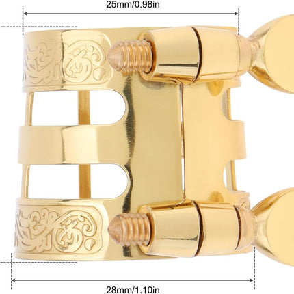 Alto Saxophone Mouthpiece Ligature, Gold, Universal, Brass Metal, E Flat, Saxophone Ligature