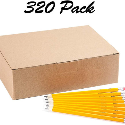 Madisi Wood-Cased #2 HB Pencils, Yellow, Pre-sharpened, Bulk Pack, 320 pencils