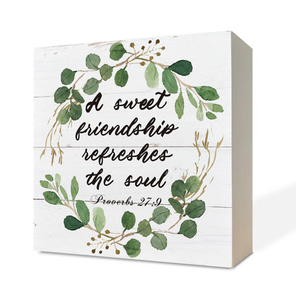 Christian Wood Signs, Bible Verse Philippians 4:13 - I Can Do All Things Through Christ Who Strengthens Me, Box Sign Decor Tabletop, Inspirational Home Desk Decor, Motivational Gift for Friends Family