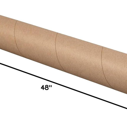 BOX USA Cardboard Tubes with Caps, 36"L x 3"W x 3"H, Pack of 24 | Poster Tube for Mailing and Storage of Blueprints, Artwork, Crafts, Long Art Holder, 36 inches