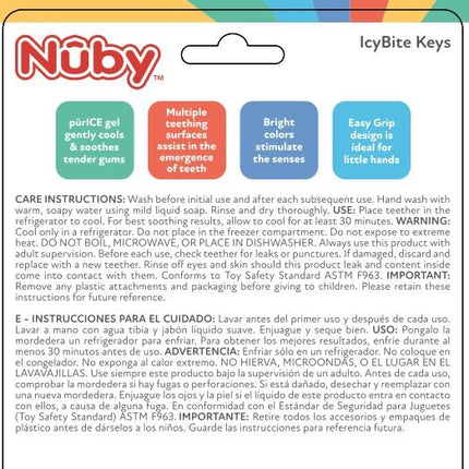 Nuby Ice Gel Teether Keys - Silicone Soothing Baby Teether Toys for Infants - Gentle for Sore Gums Colorful and Fun Toys - Safe and Durable Infant Baby Teething Toy - Blue