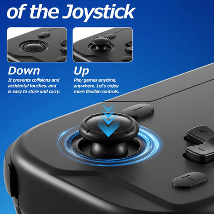 Portable Mini Controller for Nintendo Switch 2/Switch 1/PC/iOS/Android/Steamdeck, Joystick Lift and Down Design,Wireless Bluetooth & Wired Gamepad with Turbo Function, 6-Axis Gyro, HD Vibration & 3D Joysticks, Home Button Wake-Up(black)