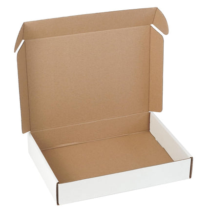 12"x9"x3" Shipping Boxes Set of 5, White Corrugated Cardboard Box Literature Mailer