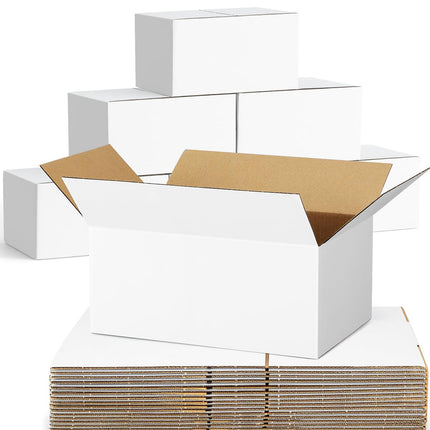 40-Pack-Small-Shipping-Boxes-8x8x4, Corrugated-Cardboard-Boxes-for-Packaging-Small-Business, White-Boxes-Mailers