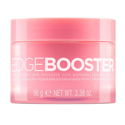 Style Factor Edge Booster Extra Strength & Moisture Rich Pomade | Strong Hold Edge Control Gel for Thick & Coarse Hair | High Shine, Non-Greasy Styling | Pink Sapphire, 3.38 oz