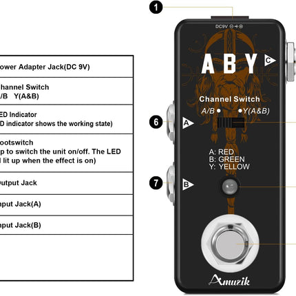 Switch Box Pedals Functional ABY BOX Switch Guitar Pedal Selector Audio Channel Pedal for Guitar Mini Size True Bypass