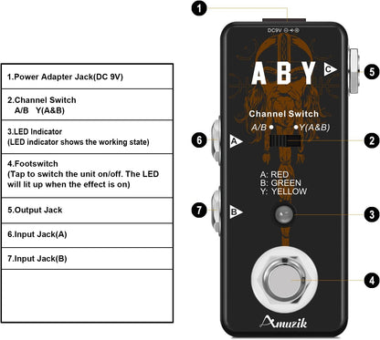 Switch Box Pedals Functional ABY BOX Switch Guitar Pedal Selector Audio Channel Pedal for Guitar Mini - photo 2