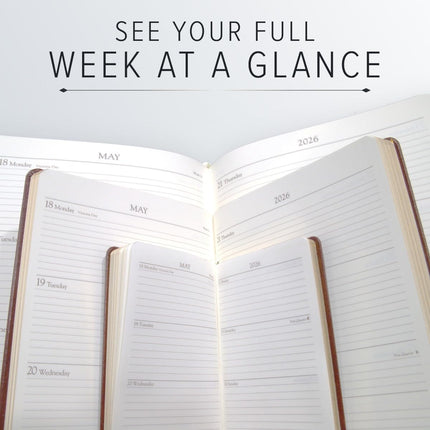 Gallery Leather Desk Weekly Monthly Planner 2025-2026, Elegantly Bound Calendar Planner and Notebook with Stylish Gold-Gilded Page Edges, 12 Months - Acadia Plum - 8 x 5.5 "