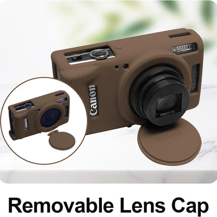 Easy Hood Case for Canon PowerShot IXY 650/ELPH 360 Camera, Soft Silicone Camera Cover with Removable Lens Cap, Slim Fit Anti-Scratch Carrying Protective Case Camera Body Skin Sleeve(Brown)