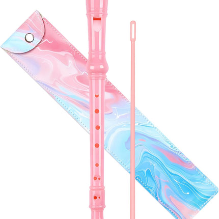 Soprano Recorder for Kids Beginners, German Fingering, C Key, 3 Piece with Cleaning Rod, Bag, Fingering Chart (Pink)…