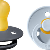 Pacifiers Color Collection, Set of 2 BPA-Free Latex Pacifiers Made in Europe, Round Nipple Baby Pacifier.