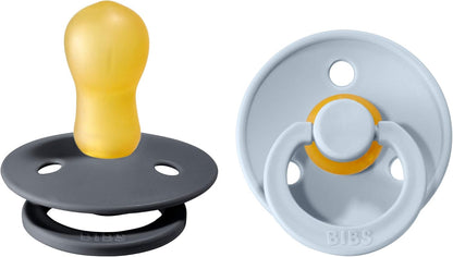 Pacifiers Color Collection, Set of 2 BPA-Free Latex Pacifiers Made in Europe, Round Nipple Baby Pacifier.