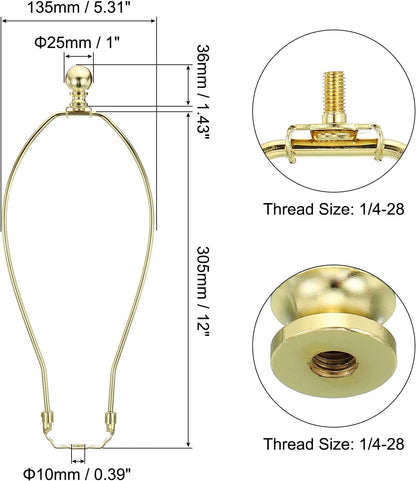 12 Inch Gold Tone Lamp Harp Kit with Finials - photo 2