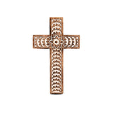 Mango Wood White Cross Carved Floral-Design Family Cross Decor,Home Decoration (10" x 6" x 0.5")