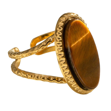 Geometric Oval Statement Ring for Women Open Band Wrap Finger Rings