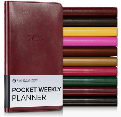Pocket Weekly Monthly Planner 2025-2026 - Acadia Deep Red