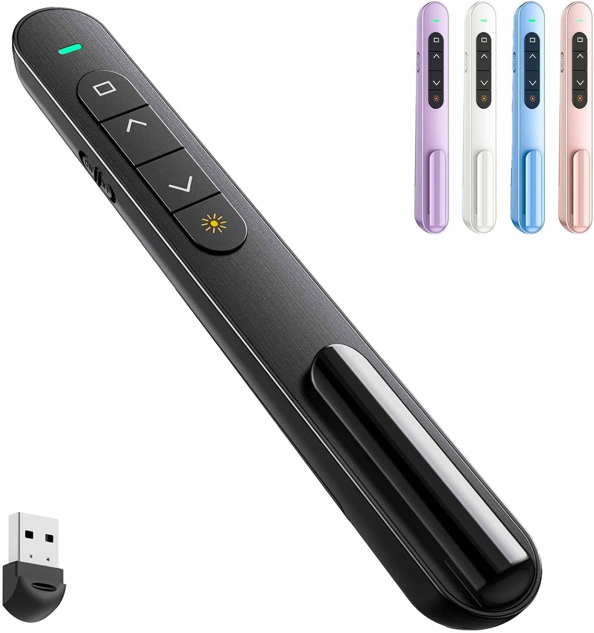 Presentation Clicker for PowerPoint, RF 2.4GHz USB Wireless Presenter Remote with Volume Control, PowerPoint Clicker