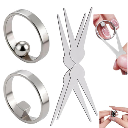 2026 New Ring Shaped Cat Eye Magnets for Nails, 3-in-1 Hollow Circular Magnet Tool for French Heart Wide Beam Design, DIY Gel Art Manicure Kit (2 Pcs)