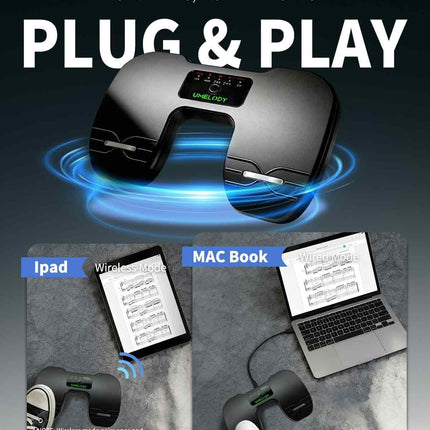 Wireless Page Turner Pedal for iPad, Tablet & Phone, Music Sheet Foot Controller Compatible with iOS Android Apps, Rechargeable Hands-Free Page Turning for Piano, Guitar, Reading Presentation