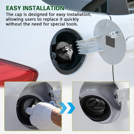 Locking Gas Cap, Car Fuel Tank Cap with Key Compatible with Most Vehicles, Lock Fuel Cover Accessories Replaces OEM# 10504 77300-47020