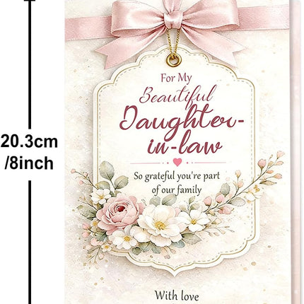 Beixian Mother's Day Card for Daughter in Law, Mother's Day Gift for Daughter in Law, Floral Greeting Card for Family