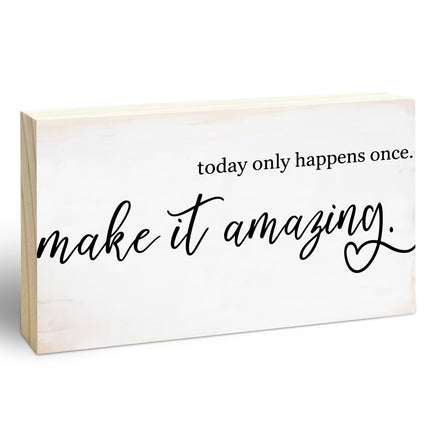 Everyday is a Gift Rustic Wooden Block Sign, 5x3 Inch Positive Inspirational Wood Plaque, Farmhouse Home Decor for Desk Tabletop Shelf, Housewarming Christmas Gift for Friends Family - A14