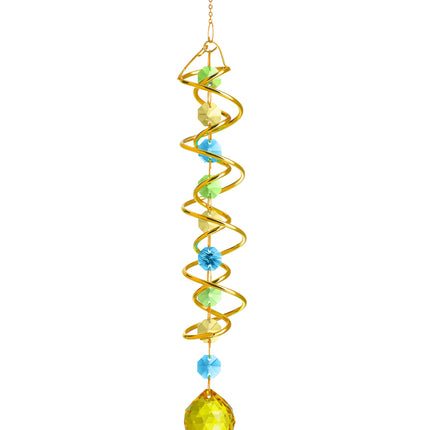 20.5in Sea Blue Crystal Gazing Ball Spiral Wind Spinner Suncatcher