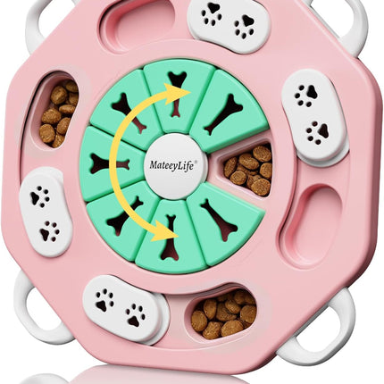 MateeyLife Interactive Dog Puzzle Toy for Smart Dogs, Mental Stimulation Dog Enrichment Toys, Treat Dispensing Dog Toys to Keep Them Busy for Small and Medium Dogs, IQ Training Puzzle Feeder (Pink)