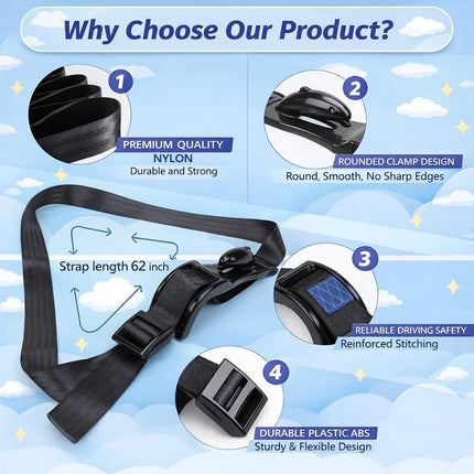 Pregnancy Soft Bump Cushion for Seat Adjustmen Belly, Universal Shoulder Strap Pad for Improved Comfort, Car Interior Accessory (Black)