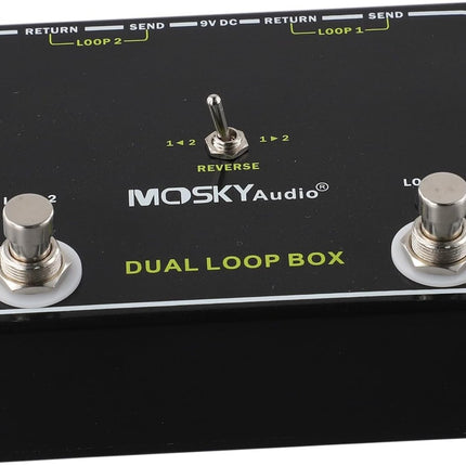 for Dual Reverse Loop Box Guitar Effects Pedal, 2-Channel for A/Switcher with Tuner Out for Amp & for FX Management, Aluminum Enclosure, Black