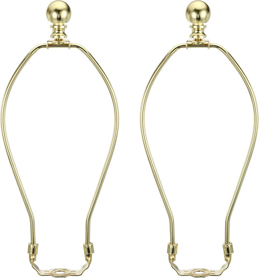 9.5 Inch Gold Tone Lamp Harp Kit with Finial, 2 Set