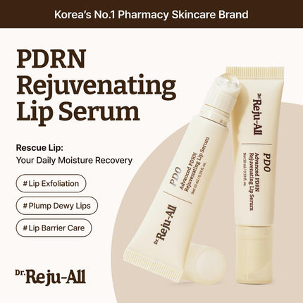 Dr. Reju-All Advanced PDRN Rejuvenating Lip Serum – Hydrating Lip Balm with Lipozip PDRN for Glowy, Dewy Lips – Gentle Exfoliating & Smoothing Lip Moisturizer – Hibiscus & Lactic Acid – 0.3 Fl Oz