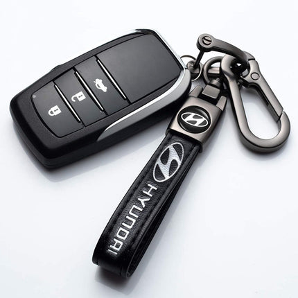 Car Keychain Keyring for Automobile,Car Key Lanyard for Women&Men,Leather Key Chain Compatible With Hyundai Santa Fe Palisade Kona Elantra KeyFob Holder Replacement