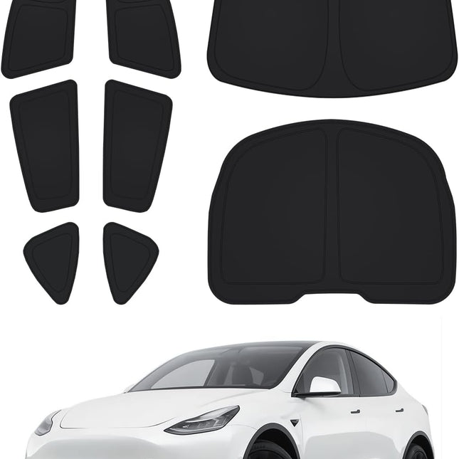 Black 8-Piece Window Sunshade Set for 2020-2024 Model Y