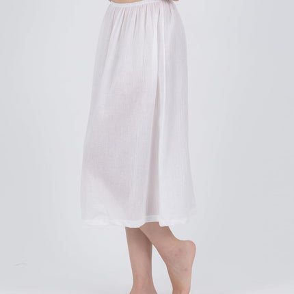 Cotton Half Slip Skirt, Women's Midi Length Underskirt with Elastic Waistband