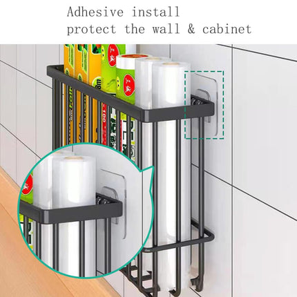 2 Piece Kitchen Cabinet Door Storage Box,Self Adhesive Wall Mounted Storage Boxes,Wardrobe/Bathroom/Refrigerator Small Items Organizer Storage Box (Black)
