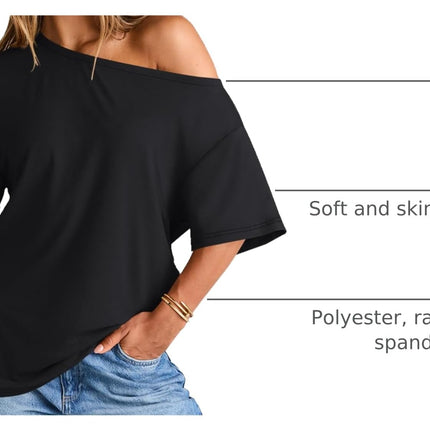 Tops de Hombros Descubiertos para Mujer, Camisetas de Verano Oversized 2026