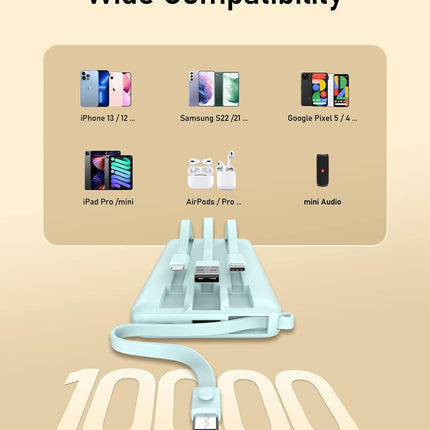 VEEKTOMX Portable Charger Built-in Cables, Power Bank for iPhone, Fast Charge USB C Battery Pack Travel Essentials Powerbank Compatible with iPhone 17/16/15/14, Samsung S25/24