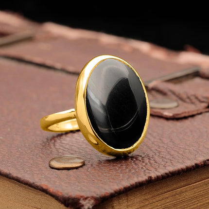 Natural Amazonite Crystal Ring 24K Gold Vermeil 925 Sterling Silver Oval Solitaire Gemstone Dainty Perseverance Crystal Virgo Wealth Statement Ring Handmade Turkish Fine Jewelry