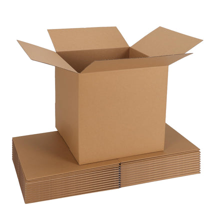 12x12x12 Shipping Boxes 10 Pack, Brown Corrugated Cardboard Boxes with Side-Lock and Pre-Applied Double-Sided Tape, Easy Assemble Packing Mailer Boxes for Small Business Shipping