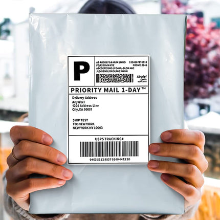 100 pcs 10x13 Inches White x Silver Poly Mailers Shipping Envelopes, Strong Adhesive Sealing, Waterproof, and Tear-resistant Postal Mailing Bags for Clothing, Books, and Accessories