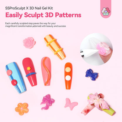 3D Nail Gel Set: 12 Colors Non-Sticky Soak Off 3D Sculpting Gel for Nail Art Painting Drawing Hand - photo 2