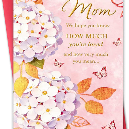 Happy Mothers Day Card for Mom, Beautiful Floral Mothers Day Gifts from Daughter Son Kids, Elegant Mom Appreciation Card with Heartfelt Message